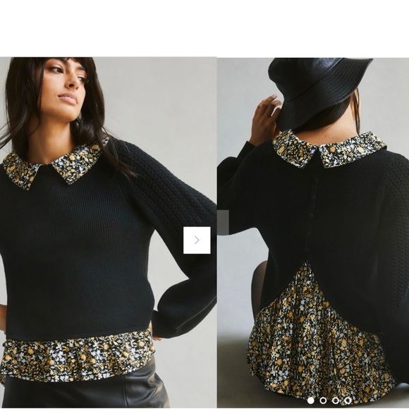 Anthropologie Maeve Textured Twofer Pullover Sweater size Large - Picture 1 of 10